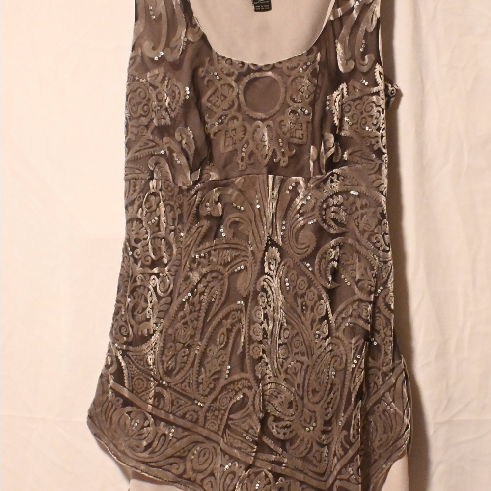Lane Bryant Brown Tan Embellished Sleeveless Tank Top